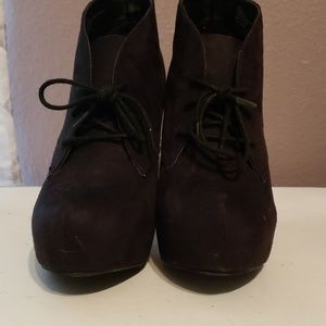 Black suede lace up booties